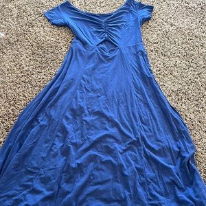 Free people long cotton blue dress cinched at the top